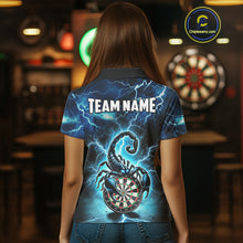 Load image into Gallery viewer, Blue Lightning Thunder Scorpion Darts Shirt Polo &amp; 1/4 Zip For Women Custom Darts League Team Jersey TDM4864