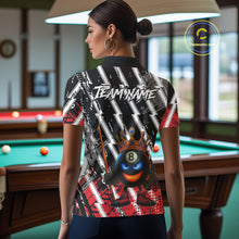 Load image into Gallery viewer, Funny 8 Ball Pool Crown Billiard Shirt For Women Custom Billiard Jersey Team Polo &amp; 1/4 Zip |Red TDM5081