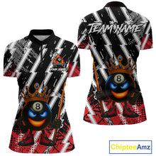 Load image into Gallery viewer, Funny 8 Ball Pool Crown Billiard Shirt For Women Custom Billiard Jersey Team Polo &amp; 1/4 Zip |Red TDM5081