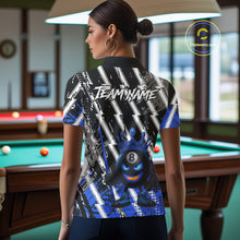 Load image into Gallery viewer, Funny 8 Ball Pool Crown Billiard Shirt For Women Custom Billiard Jersey Team Polo &amp; 1/4 Zip |Blue TDM5082