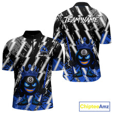 Load image into Gallery viewer, Funny 8 Ball Pool Crown Billiard Shirt For Men Custom Billiard Jersey Team Polo &amp; 1/4 Zip |Blue TDM5082