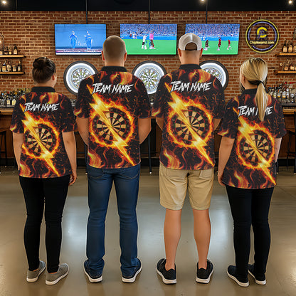 Personalized Dartboard Fire Flame Gold Thunder Women's Darts Shirt Custom Darts Team Jersey TDM5556