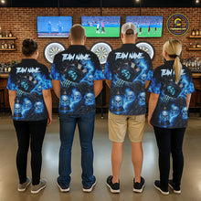 Load image into Gallery viewer, Blue Grim Reaper Flame Darts Shirt For Women Custom Skull Darts League Jersey Team Polo &amp; Quarter Zip TDM5560