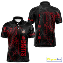 Load image into Gallery viewer, Black And Red Funny Skeleton Darts Polo &amp; 1/4 Zip Custom Darts Shirt For Men Darts Team Jersey TDM5800