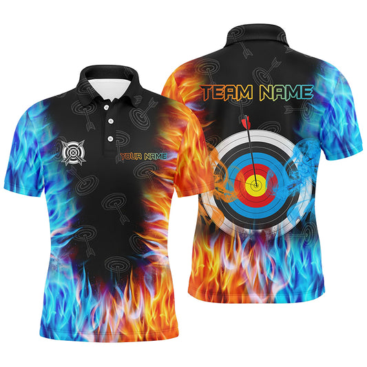 Personalized Archery Target Fire And Water 3D Printed Polo Shirts For Men Custom Archery Jersey TDM1321