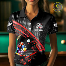 Load image into Gallery viewer, Personalized Billiard Shirts For Women Custom 8 Ball Pool Team Jersey Polo &amp; 1/4 Zip | Red TDM6172