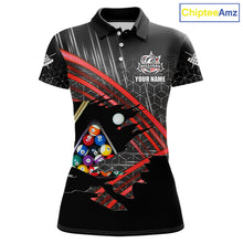 Load image into Gallery viewer, Personalized Billiard Shirts For Women Custom 8 Ball Pool Team Jersey Polo &amp; 1/4 Zip | Red TDM6172