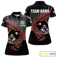 Load image into Gallery viewer, Personalized Billiard Shirts For Women Custom 8 Ball Pool Team Jersey Polo &amp; 1/4 Zip | Red TDM6172