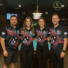 Load image into Gallery viewer, Personalized Billiard Shirts For Women Custom 8 Ball Pool Team Jersey Polo &amp; 1/4 Zip | Red TDM6172