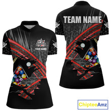 Load image into Gallery viewer, Personalized Billiard Shirts For Women Custom 8 Ball Pool Team Jersey Polo &amp; 1/4 Zip | Red TDM6172
