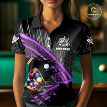 Load image into Gallery viewer, Personalized Billiard Shirts For Women Custom 8 Ball Pool Team Jersey Polo &amp; 1/4 Zip | Purple TDM6173