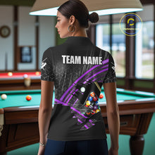 Load image into Gallery viewer, Personalized Billiard Shirts For Women Custom 8 Ball Pool Team Jersey Polo &amp; 1/4 Zip | Purple TDM6173