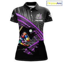 Load image into Gallery viewer, Personalized Billiard Shirts For Women Custom 8 Ball Pool Team Jersey Polo &amp; 1/4 Zip | Purple TDM6173