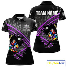 Load image into Gallery viewer, Personalized Billiard Shirts For Women Custom 8 Ball Pool Team Jersey Polo &amp; 1/4 Zip | Purple TDM6173