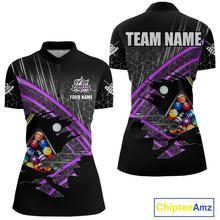 Load image into Gallery viewer, Personalized Billiard Shirts For Women Custom 8 Ball Pool Team Jersey Polo &amp; 1/4 Zip | Purple TDM6173