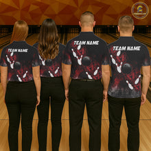 Load image into Gallery viewer, Black And Red Custom Butterfly Bowling Shirt For Women, Bowling Team Jersey Polo &amp; Quarter Zip Shirt TDM6179