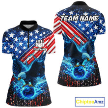 Load image into Gallery viewer, Bowling Jersey with American flag design and eagle graphics, featuring customizable your name &amp; team name