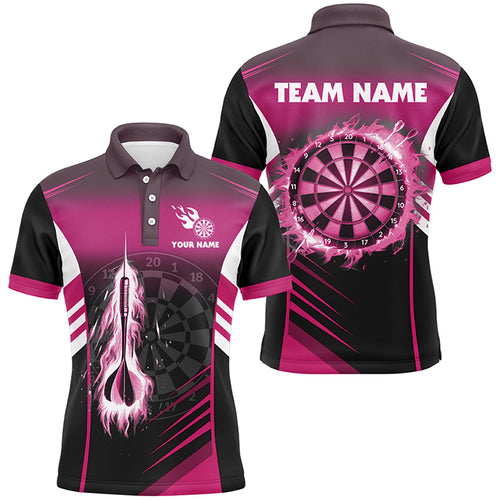 Personalized Darts Fire Arrow Men Dart Polo Shirts Custom Flame Dart Shirt Darts Jersey | Pink TDM2592