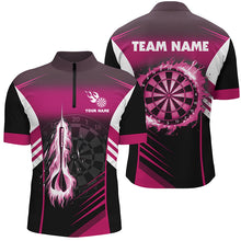 Load image into Gallery viewer, Personalized Darts Fire Arrow Men Dart Polo Shirts Custom Flame Dart Shirt Darts Jersey | Pink TDM2592