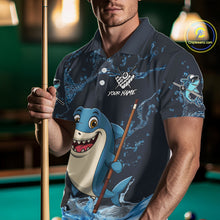 Load image into Gallery viewer, Blue Funny Shark 8 Ball Pool Billiard Shirt For Men Custom Billiard Team Jersey Polo &amp; 1/4 Zip TDM4871