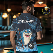 Load image into Gallery viewer, Blue Funny Shark 8 Ball Pool Billiard Shirt For Men Custom Billiard Team Jersey Polo &amp; 1/4 Zip TDM4871