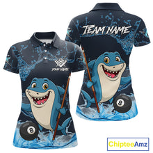 Load image into Gallery viewer, Blue Funny Shark 8 Ball Pool Billiard Shirt For Women Custom Billiard Team Jersey Polo &amp; 1/4 Zip TDM4871