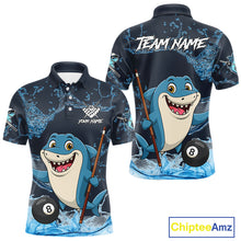 Load image into Gallery viewer, Blue Funny Shark 8 Ball Pool Billiard Shirt For Men Custom Billiard Team Jersey Polo &amp; 1/4 Zip TDM4871