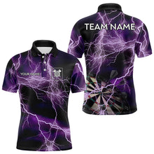 Load image into Gallery viewer, Black And Purple Thunder Lightning Dart Shirts With Pocket For Men Custom 3D Darts Team Jerseys TDM3315