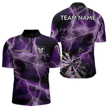 Load image into Gallery viewer, Black And Purple Thunder Lightning Dart Shirts With Pocket For Men Custom 3D Darts Team Jerseys TDM3315