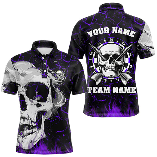 Personalized Purple Glowing Fire Crack Skull Dart Shirt Custom Dart Shirts For Men Dart Team Jersey TDM3493