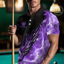 Load image into Gallery viewer, Black And Purple Flaming Icy 8 Ball Pool Billiard Shirt For Men Custom Billiard Team Jersey TDM5809
