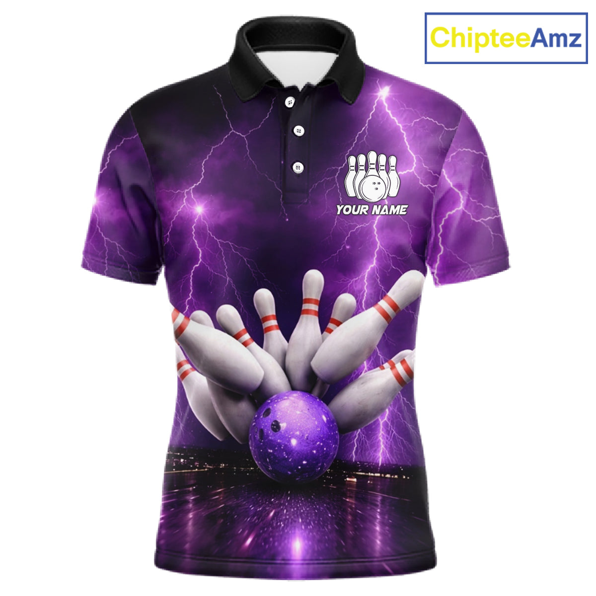 Custom Eagle Thunder Lightning Purple Bowling Shirt For Men, Bowling Team Jersey Polo & 1/4 Zip TDM6188
