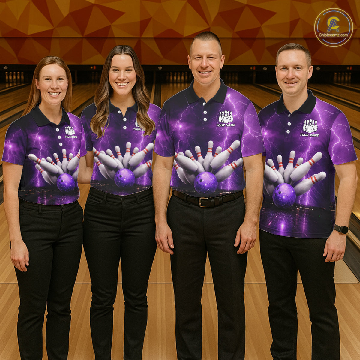 Custom Eagle Thunder Lightning Purple Bowling Shirt For Men, Bowling Team Jersey Polo & 1/4 Zip TDM6188