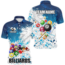 Load image into Gallery viewer, Personalized Blue Billiard Balls Paint Splash Men Billiard Shirts, 3D Billiard Jerseys Attire TDM1691
