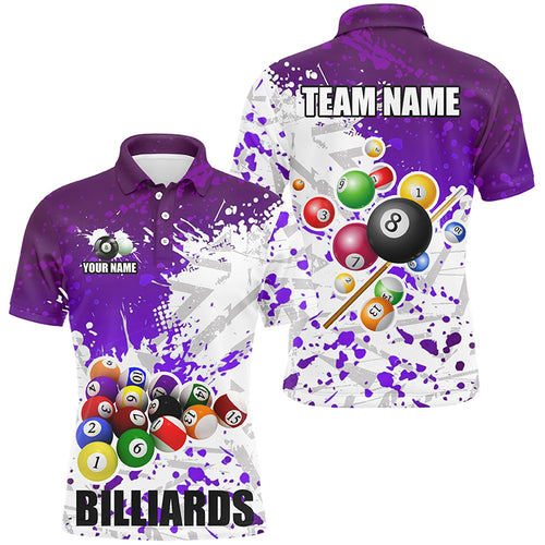 Personalized Purple Billiard Balls Paint Splash Men Billiard Shirts, 3D Billiard Jerseys Attire TDM1693