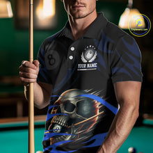 Load image into Gallery viewer, Funny Skull 8 Ball Pool Custom Billiard Polo &amp; Quarter-Zip Shirts For Men, Billiard 8 Ball Jerseys TDM1695