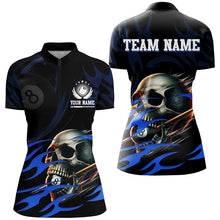 Load image into Gallery viewer, Funny Skull 8 Ball Pool Custom Billiard Polo &amp; Quarter-Zip Shirts For Women, Billiard 8 Ball Jerseys TDM1695