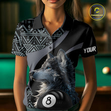 Load image into Gallery viewer, Man holding a pool cue with a shirt featuring a wolf design and number 8 on a pool table.