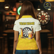 Load image into Gallery viewer, Personalized Yellow Funny Darts And Beer Women Dart Shirts, Drinking Darts Team Jerseys, Dart Gifts TDM2609