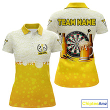 Load image into Gallery viewer, Personalized Yellow Funny Darts And Beer Women Dart Shirts, Drinking Darts Team Jerseys, Dart Gifts TDM2609