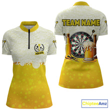Load image into Gallery viewer, Personalized Yellow Funny Darts And Beer Women Dart Shirts, Drinking Darts Team Jerseys, Dart Gifts TDM2609