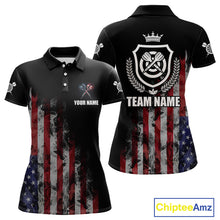 Load image into Gallery viewer, Customized American Flag Smoke Darts Shirt For Women, Patriotic Darts Jersey Team Polo &amp; 1/4 Zip TDM4887