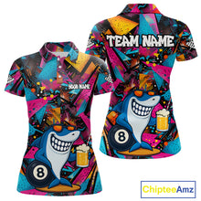 Load image into Gallery viewer, Funny Shark Colorful Graffiti Style Custom 8 Ball Billiard Shirt For Women Best Billiard Team Jersey TDM4890