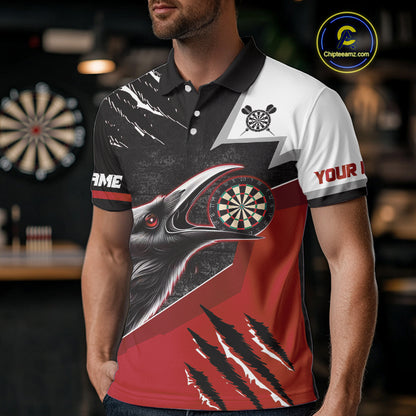 Personalized Raven Darts Shirt For Men Custom Black And Red Gothic Darts Team Jersey TDM5091