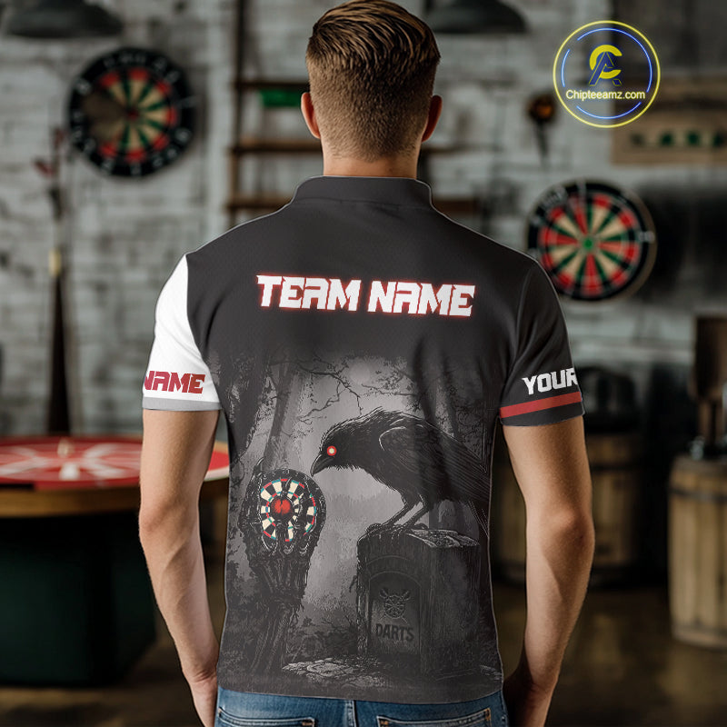 Personalized Raven Darts Shirt For Men Custom Black And Red Gothic Darts Team Jersey TDM5091