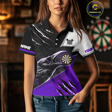 Load image into Gallery viewer, Personalized Raven Darts Shirt For Women Custom Black And Purple Gothic Darts Team Jersey TDM5092