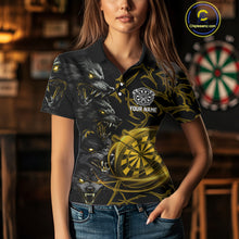 Load image into Gallery viewer, Personalized Wolf Dart Shirts For Women Custom Lights Dartboard Darts Team Jerseys |Gold TDM5094
