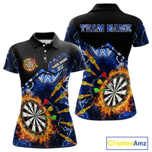 Load image into Gallery viewer, Personalized Blue Dartboard Fire Marble Darts Shirt For Women Custom Dart Team Jersey Polo &amp; 1/4 Zip TDM5096