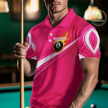 Load image into Gallery viewer, Personalized Pink Billiard Jersey For Men Custom Flame 8 Ball Pool Billiard Shirt Polo &amp; 1/4 Zip TDM5814