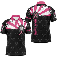 Load image into Gallery viewer, Pink Breast Cancer Awareness Grunge Darts Polo &amp; Quarter-Zip Shirts For Men Custom Darts Jerseys TDM1698
